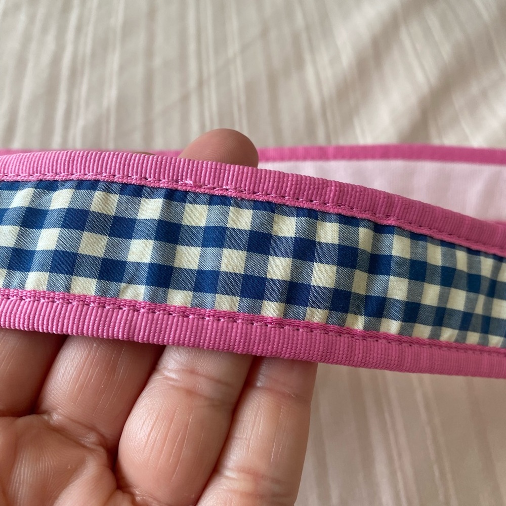 LILLY PULITZER Tortoise Shell Blue Gingham Belt NWT - Picture 4 of 6